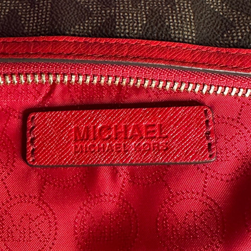 Michael Kors Brown and Red Women's Monogram Wristlet - Picture 11 of 15